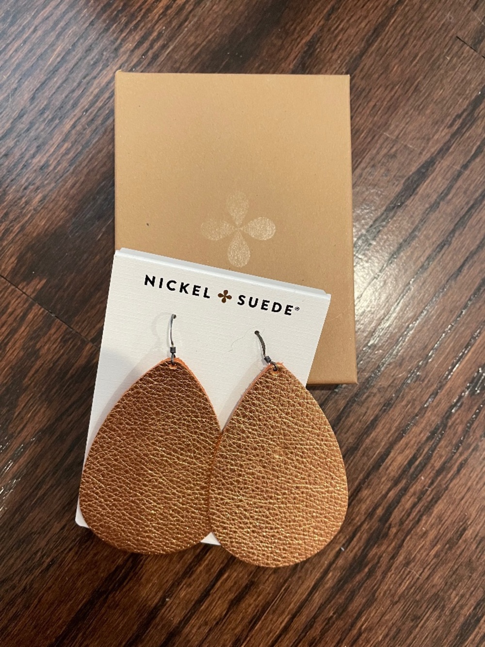 Nickel + Suede leather earrings - Large teardrop
